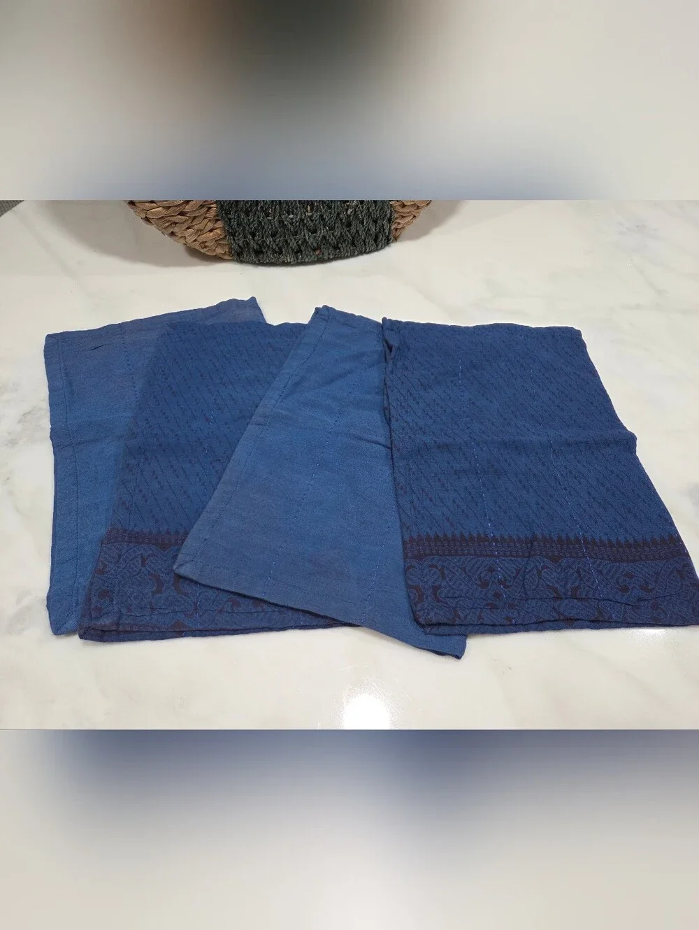 Handsewn Overdyed Artisan Placemat Set - Classic Blue, 4 Count